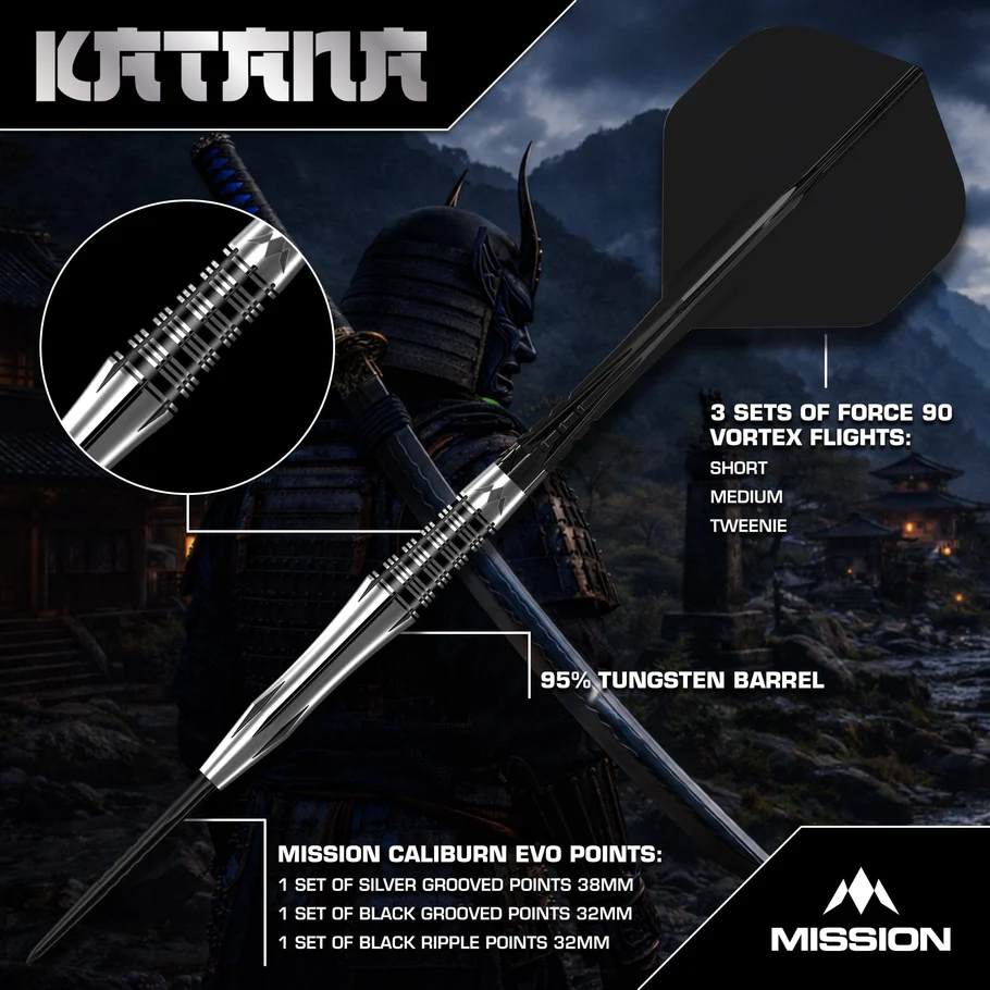 Mission Katana Darts - Steel Tip - 95% Tungsten 24g - Afbeelding 2